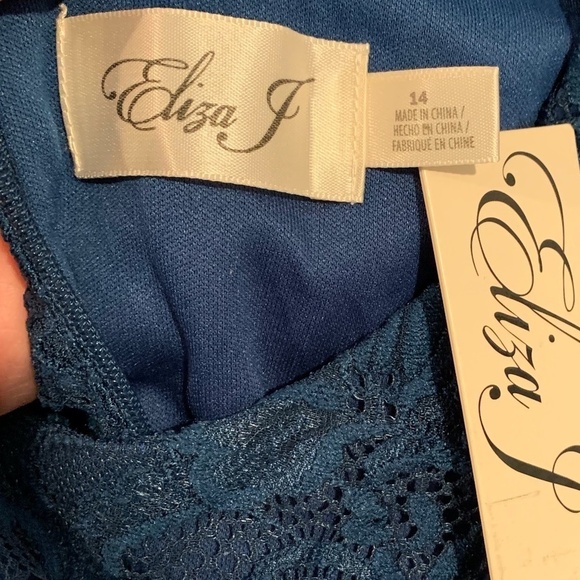 Eliza J Sleeveless Floral Lace Ruched Bodycon Dress in Teal size 14 NWT Flawed - Picture 4 of 6